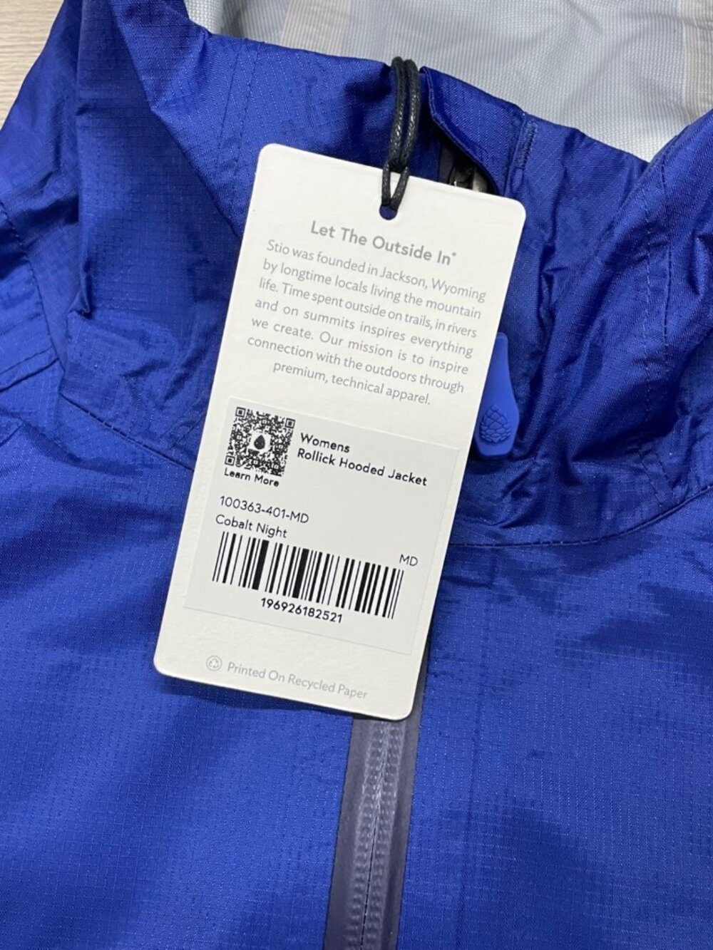 STIO Rollick Hooded Jacket Womens Medium Cobalt Night Blue Rain Shell 100363-401 - Picture 4 of 9